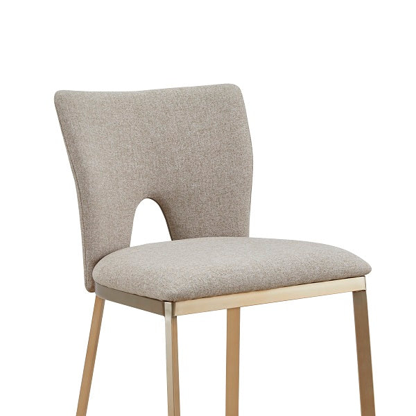 Burton - Contemporary Beige + Brass Counter Stool Set of Two