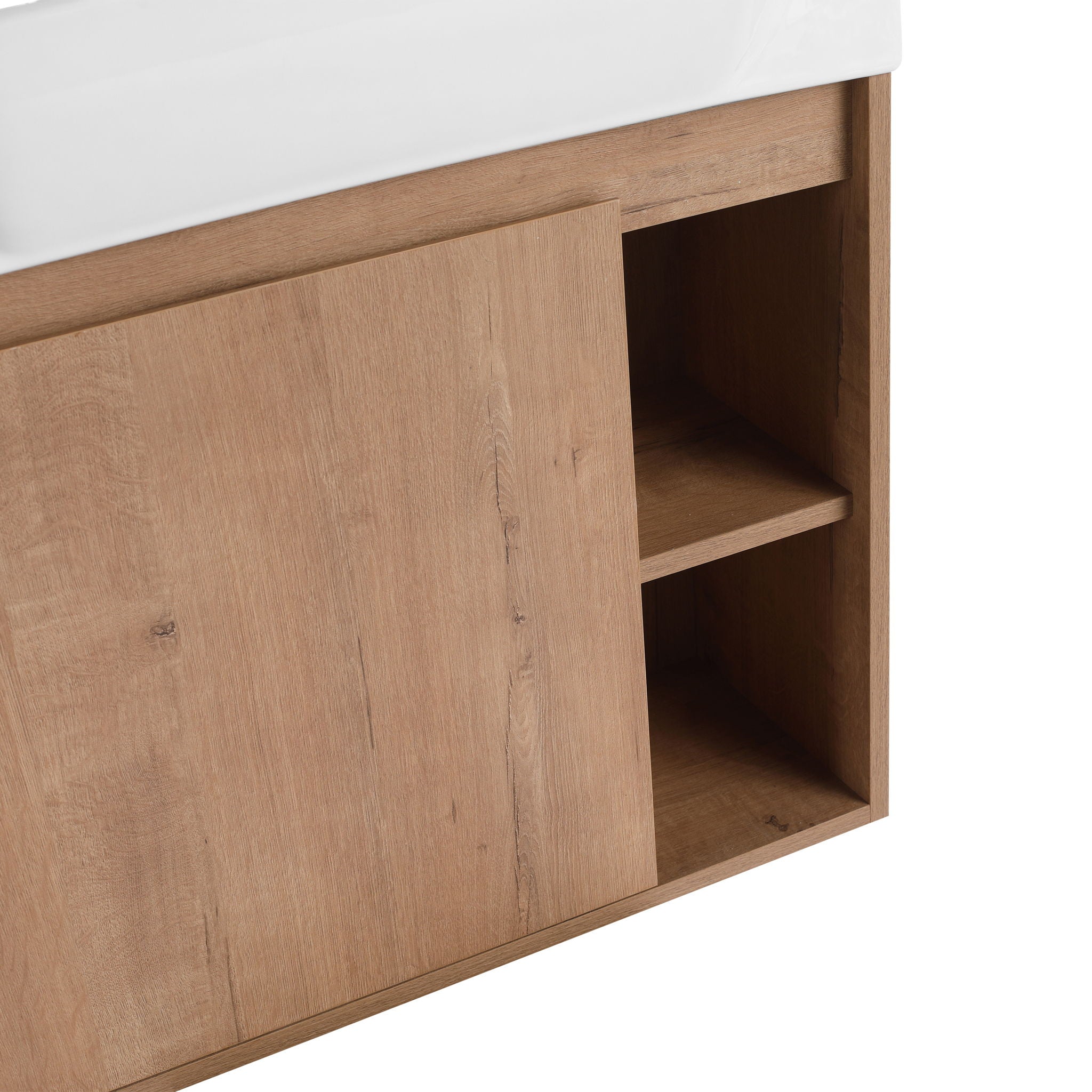 24" Wall Mounted Bathroom Vanity & Sink & Soft Close Door - Imitative Oak / White