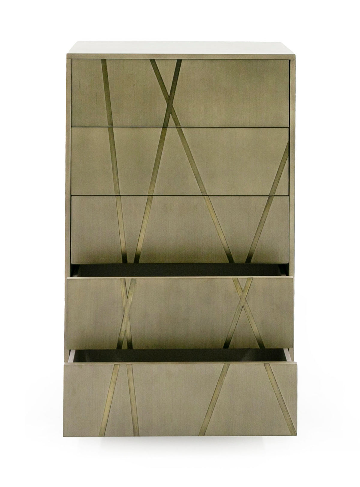 Nixa - Modern Wide Birch + Brushed Bronze Chest