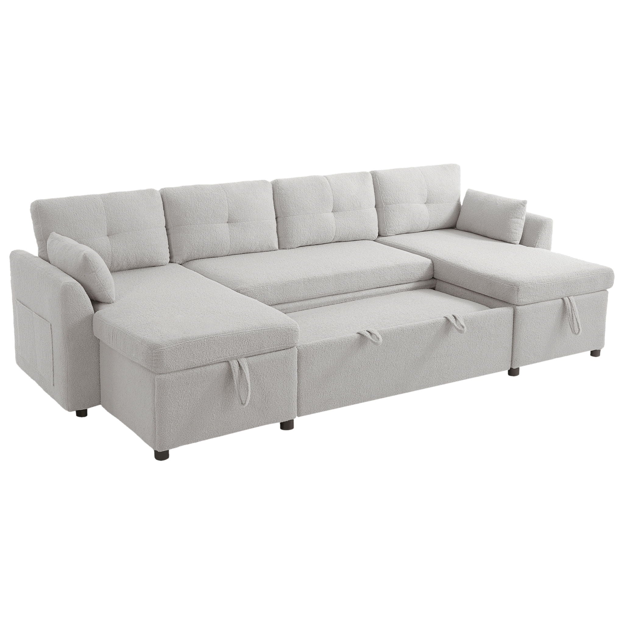 U-Shaped Sectional Sofa Bed With Storage And USB Ports