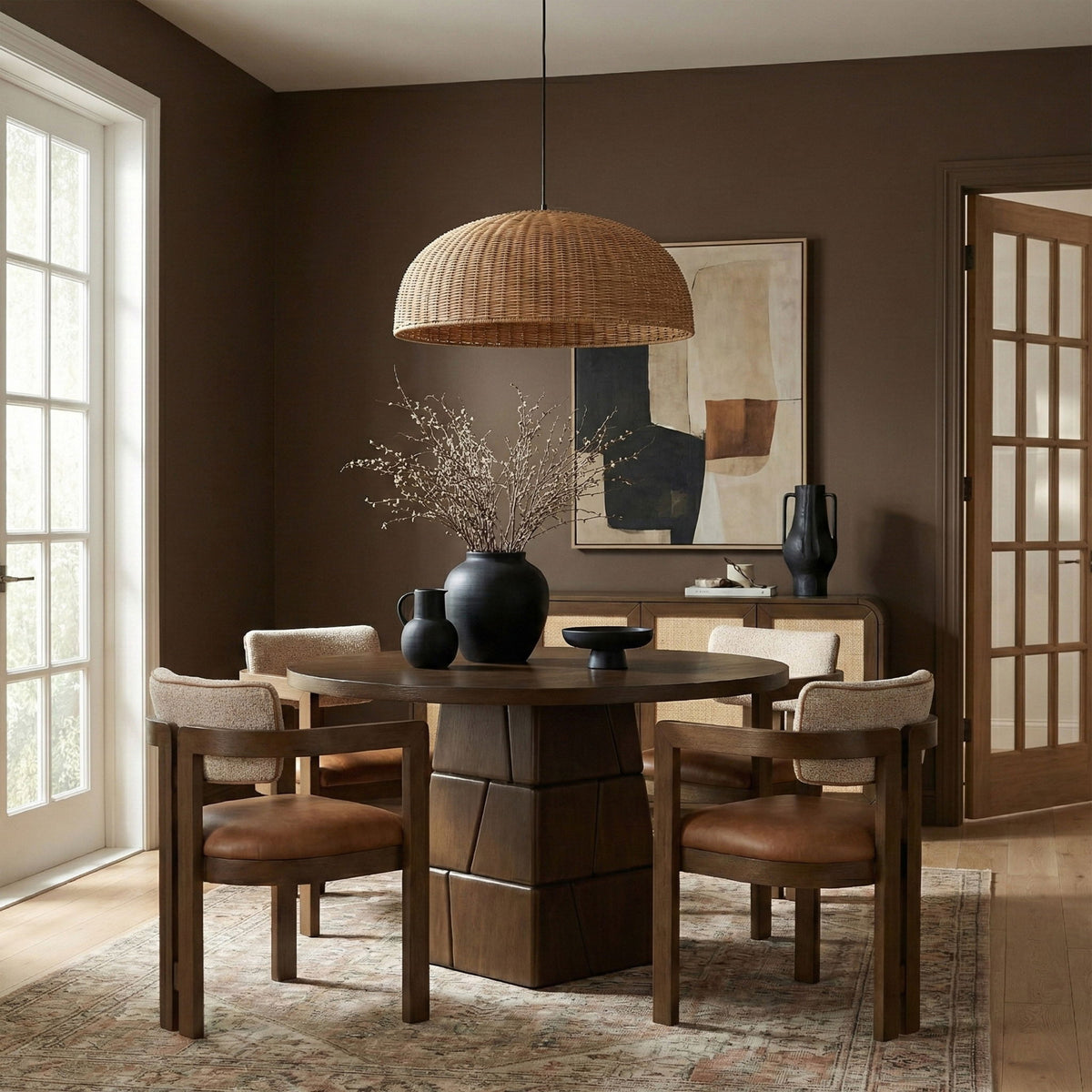 Tavio - 48" Oak Veneer And Solid Wood Dining Table