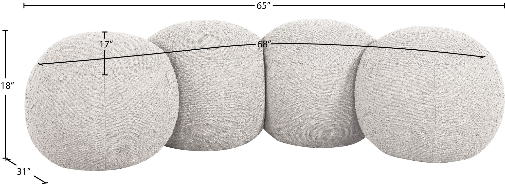 Apollo - Boucle Fabric Bench