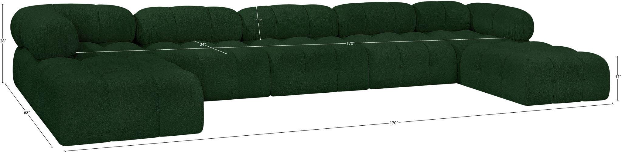 Ames - 7 Piece Fabric Modular U-Shaped Sectional