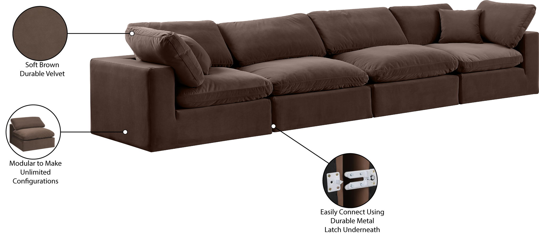 Comfy - Velvet Modular Sofa 4 Seats