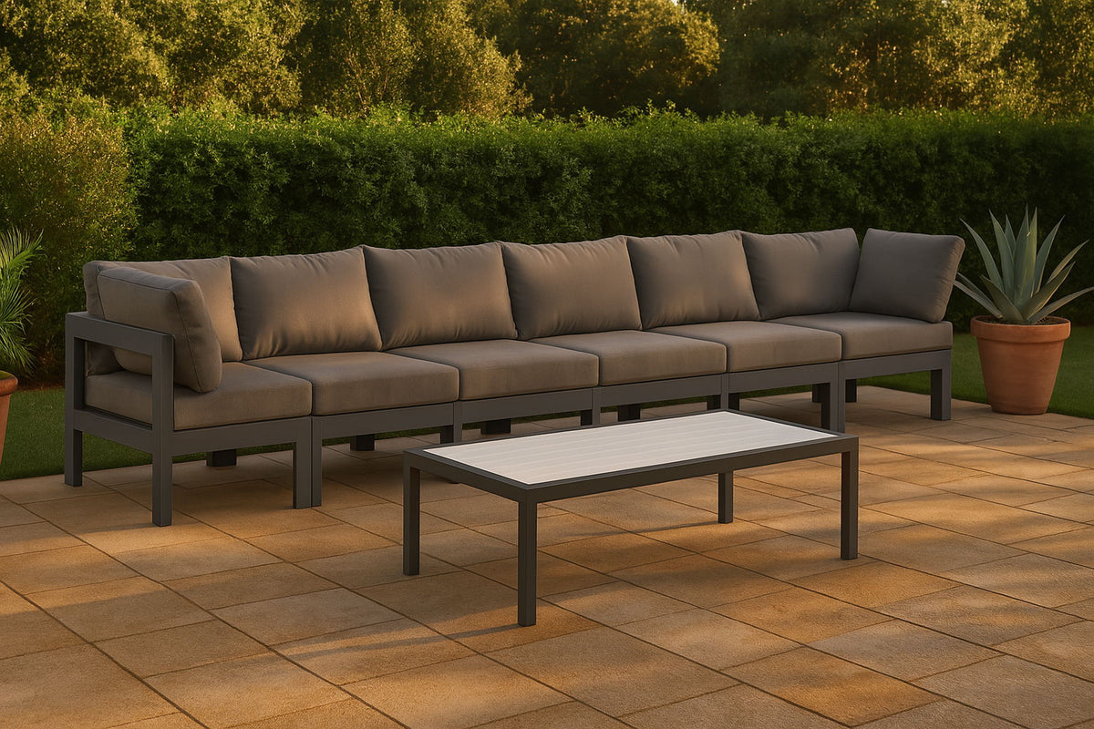 Nizuc - Outdoor Patio 6 Seat Modular Sofa With Gray Frame