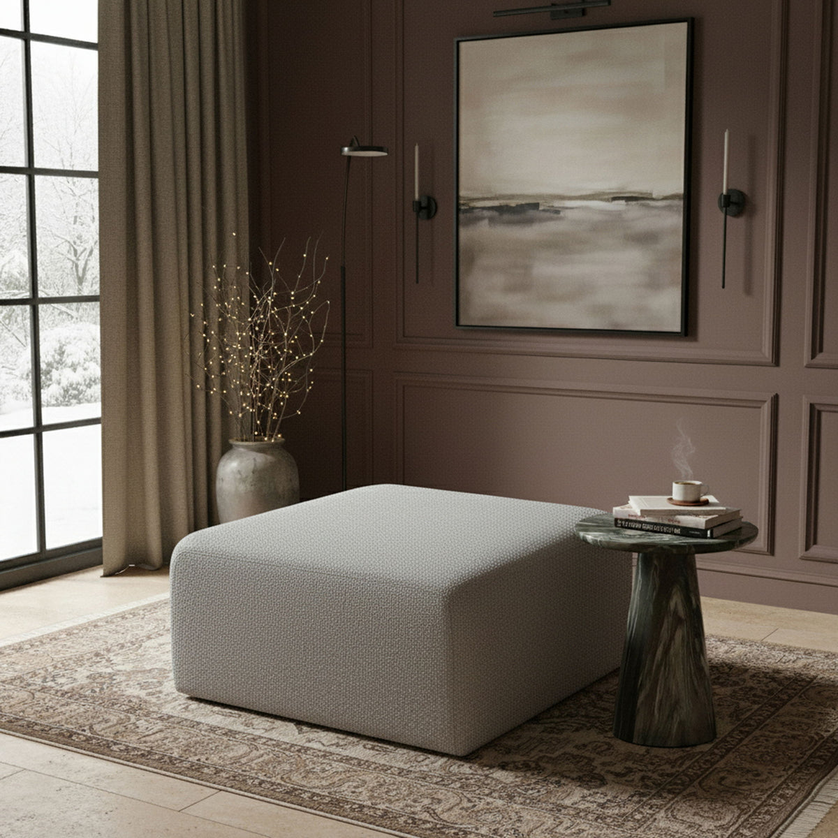 Arc - Boucle Fabric Ottoman