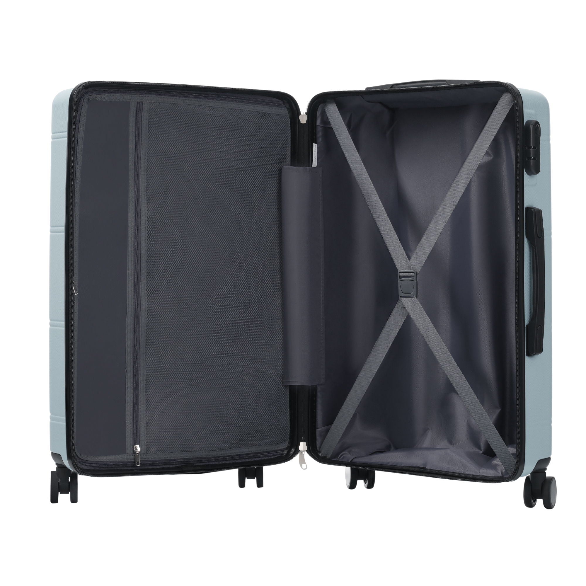 6 Piece Lightweight Hardshell Luggage Set With Double Spinner Wheels, Password Lock