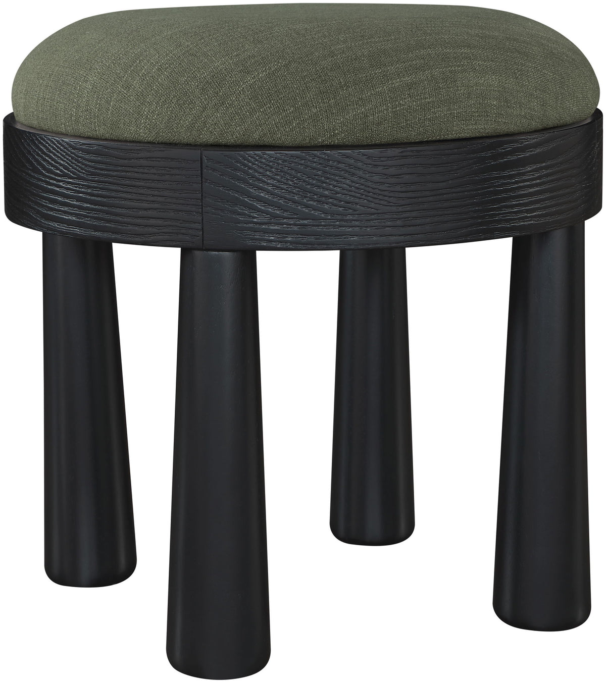 Larea - Linen Textured Fabric Ottoman - Black Base