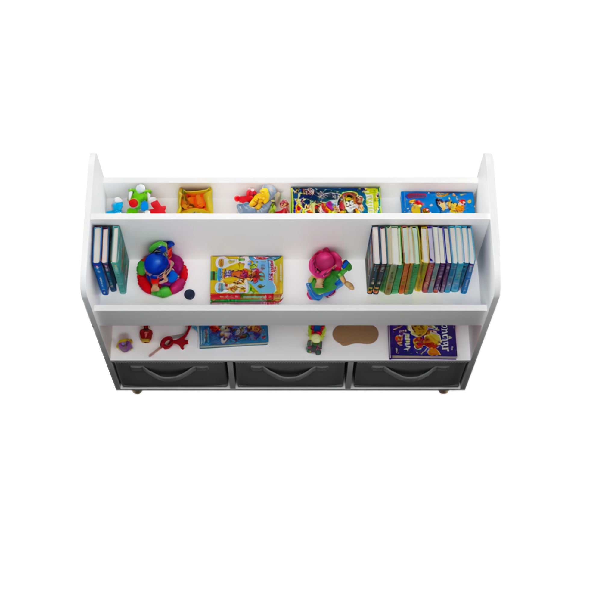 Bookshelf With 3 Bins, Storage Shelf For Toys And Books