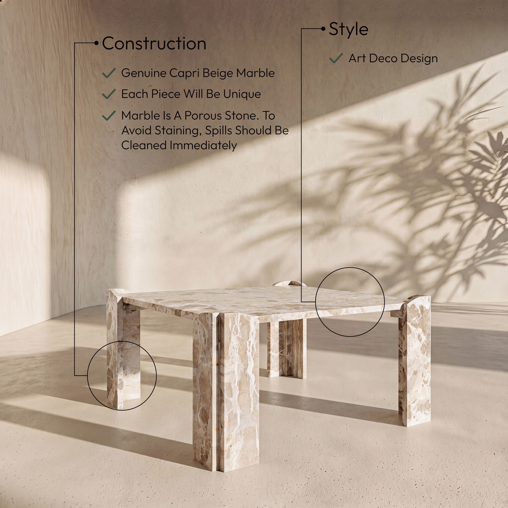 Ravello - Genuine Marble Table