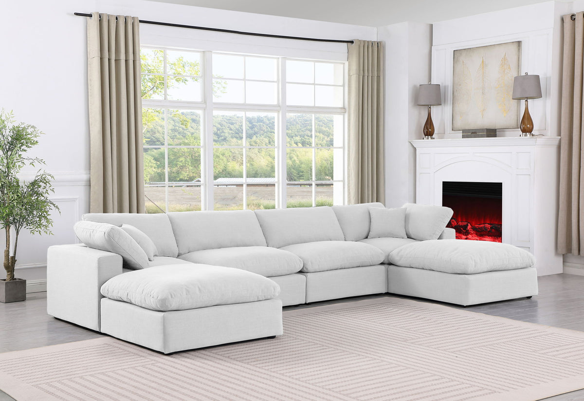Comfy - 6 Piece Linen Modular Double Chaise Sectional