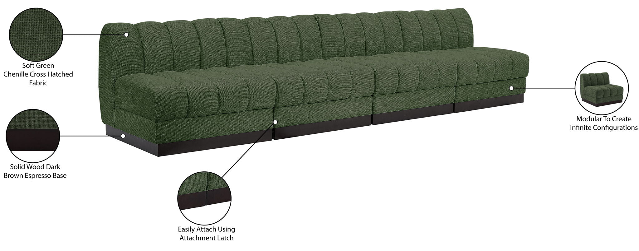 Quinn - 4 Seat Modular Armless Sofa