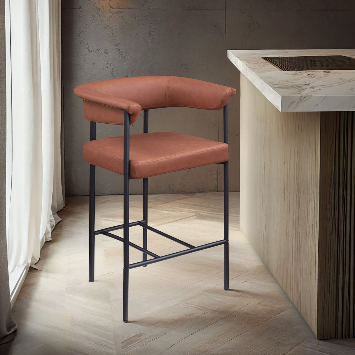 Malin - Faux Leather Counter Stool (Set of 2)