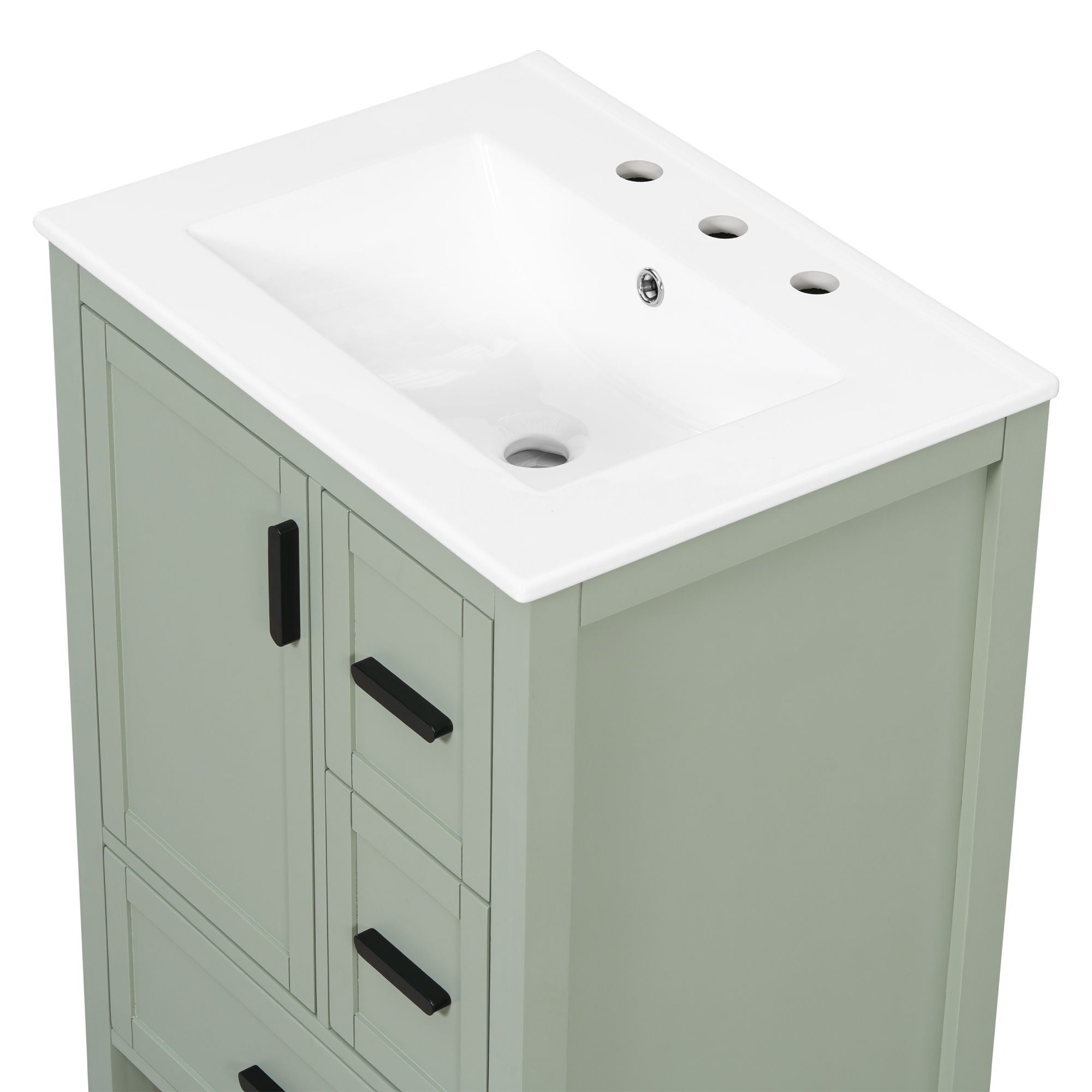 Bathroom Vanity With Sink, Soft-Close Doors, Double-Layer Shelf And 3 Drawers