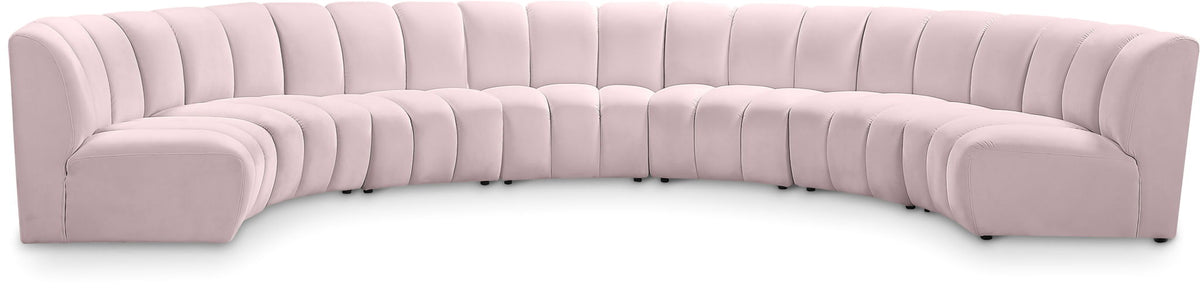 Infinity - 7 Piece Velvet Modular Sectional - Pink