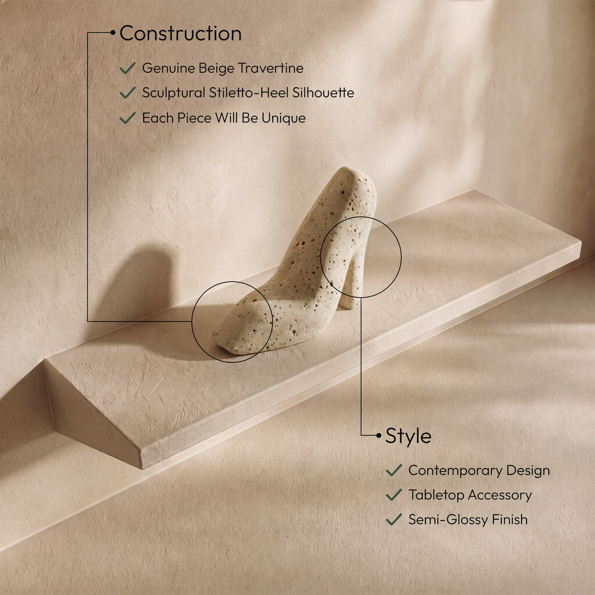 Meryl - Travertine Tabletop Object
