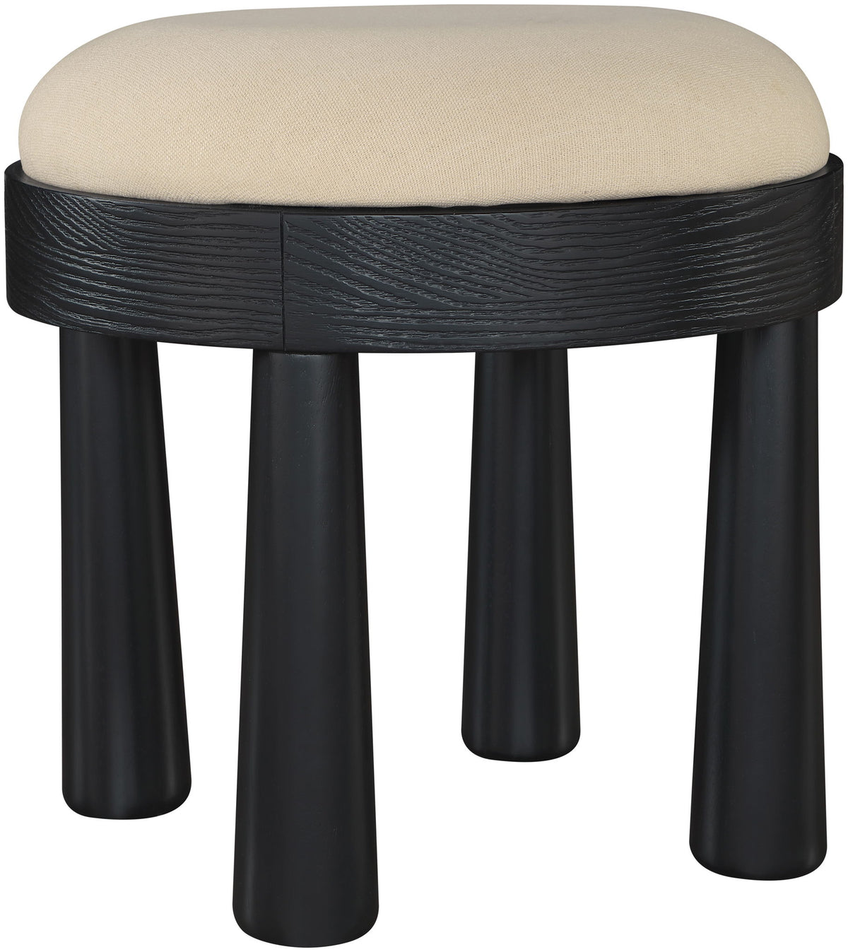 Larea - Linen Textured Fabric Ottoman - Black Base