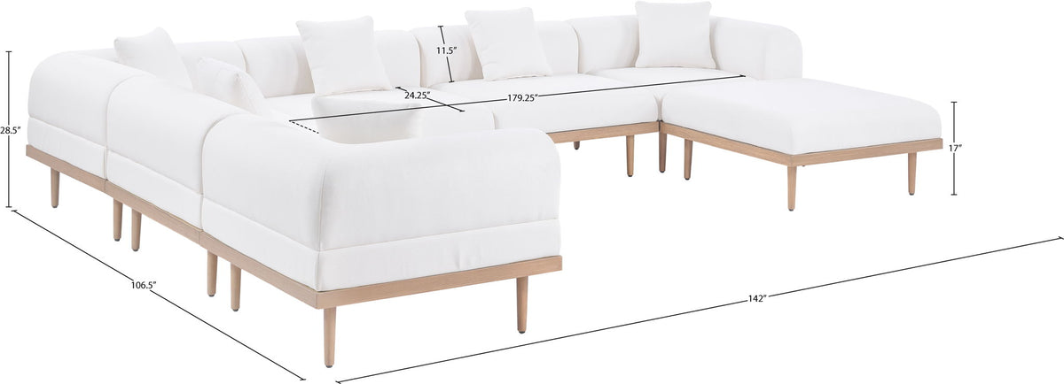 Laguna - 7 Piece Resilient Water Resistant Fabric 142" Upholstered Outdoor Patio Modular Sectional