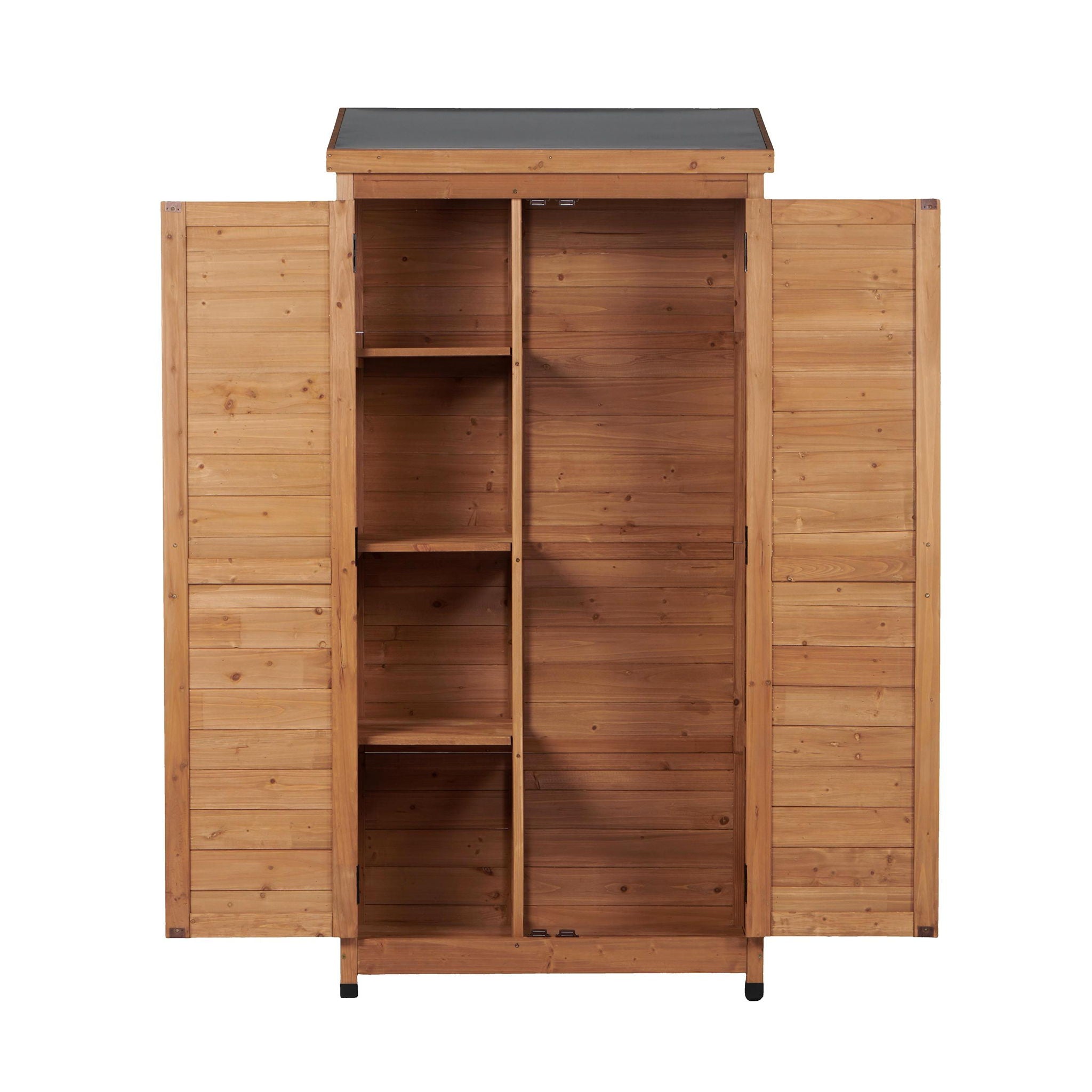 Outdoor Storage Shed With Vertical Tool Cabinet For Backyard