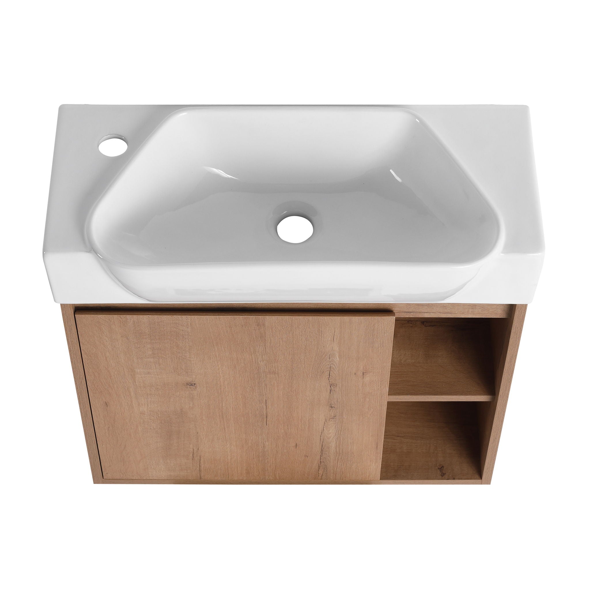 24" Wall Mounted Bathroom Vanity & Sink & Soft Close Door - Imitative Oak / White