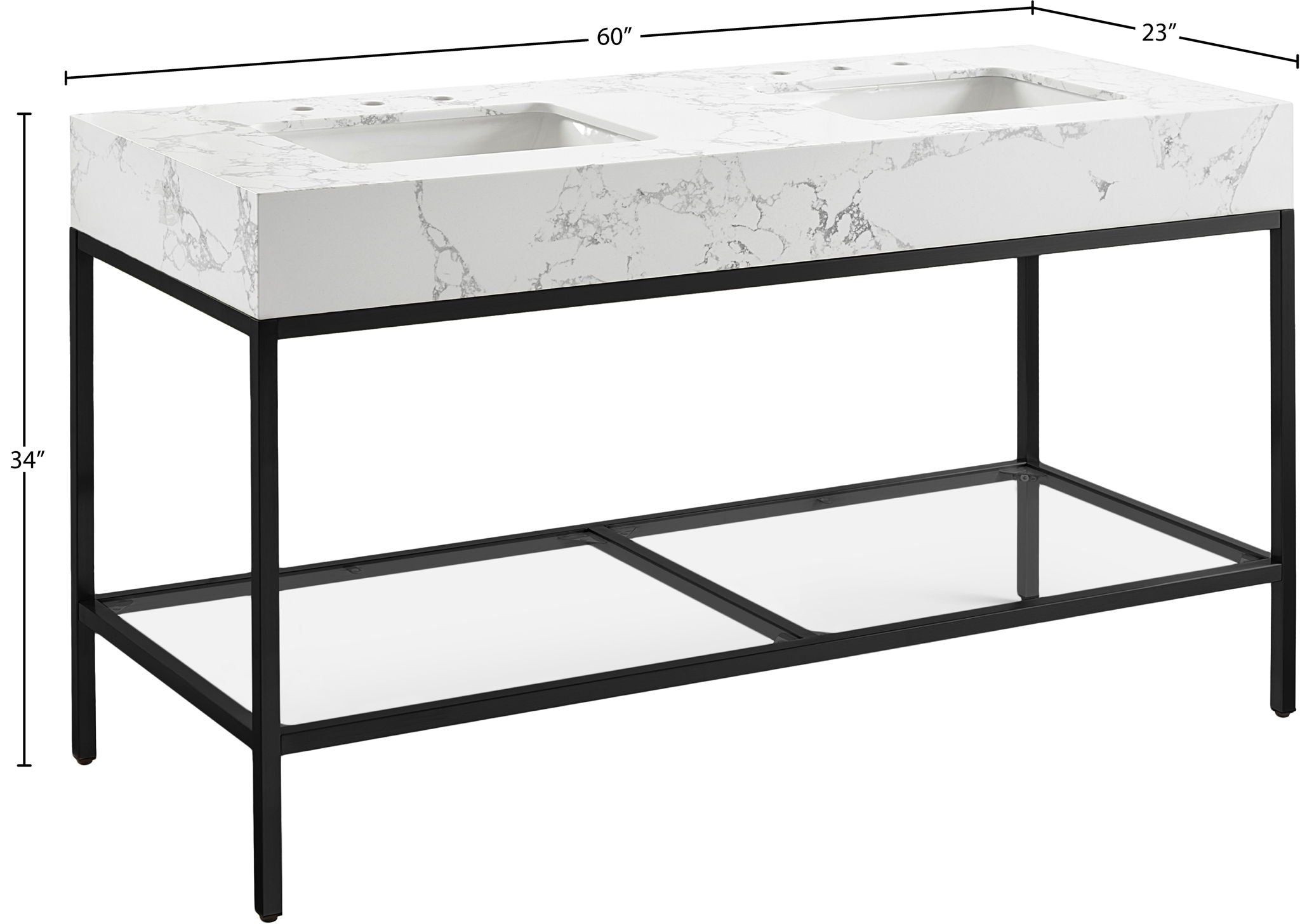 Marmo - Engineered Marble Bathroom Vanity With Black Base