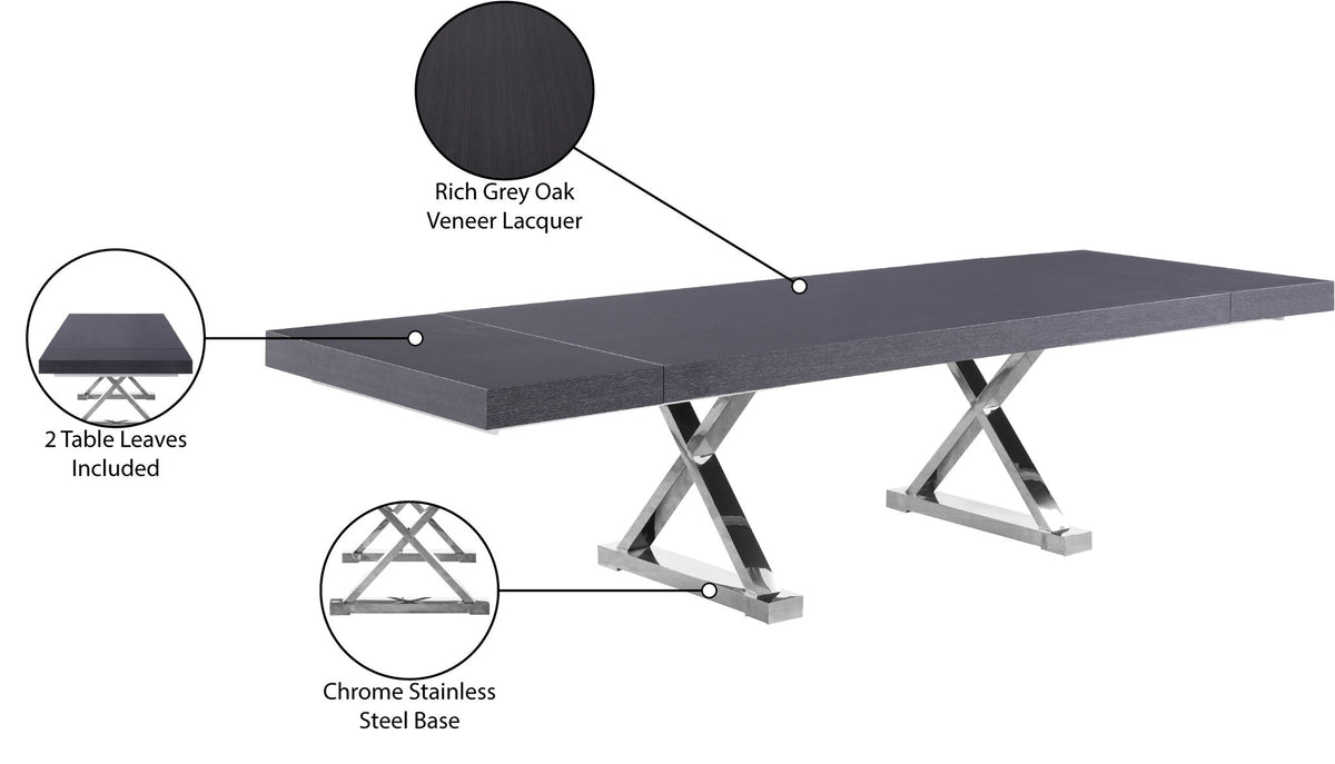 Excel - Oak Wood Extendable Dining Table - Rich Gray