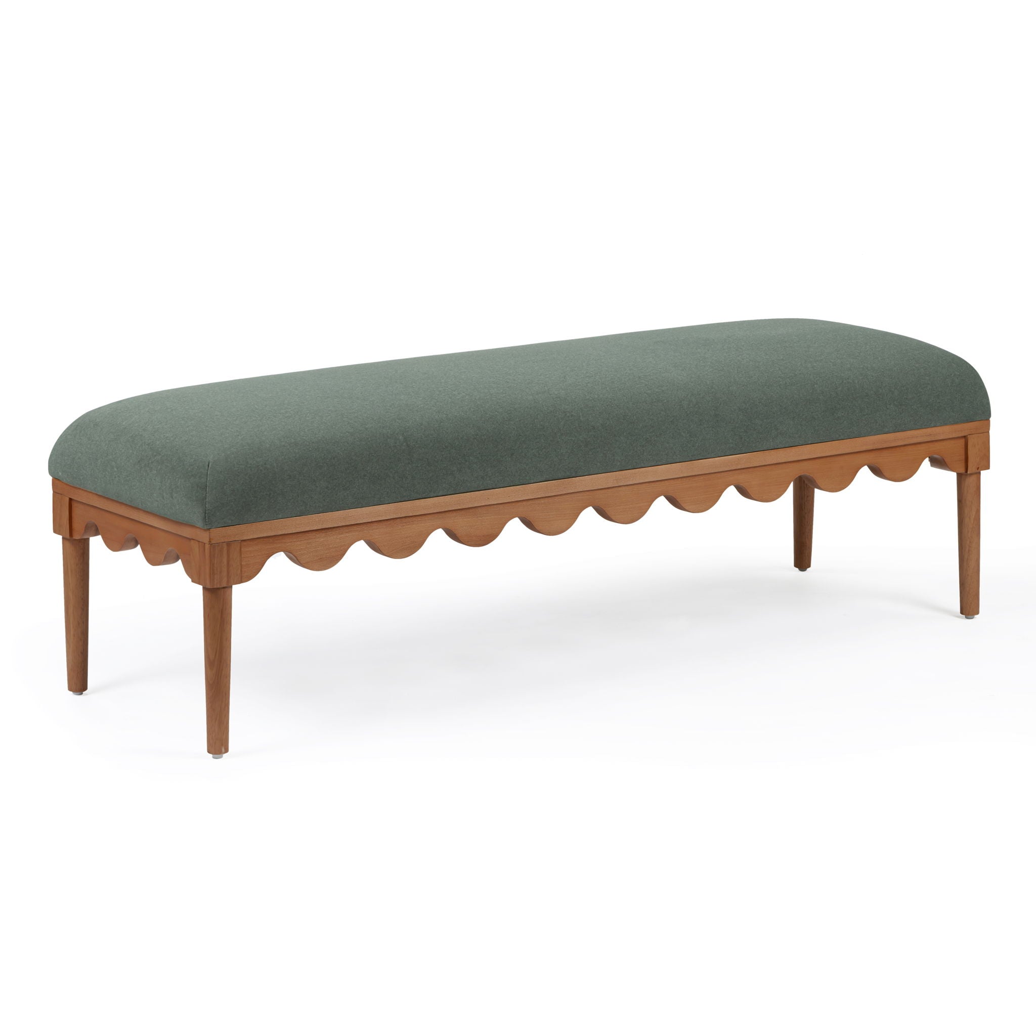 Oodle - Vegan Mohair Bench, Walnut Legs