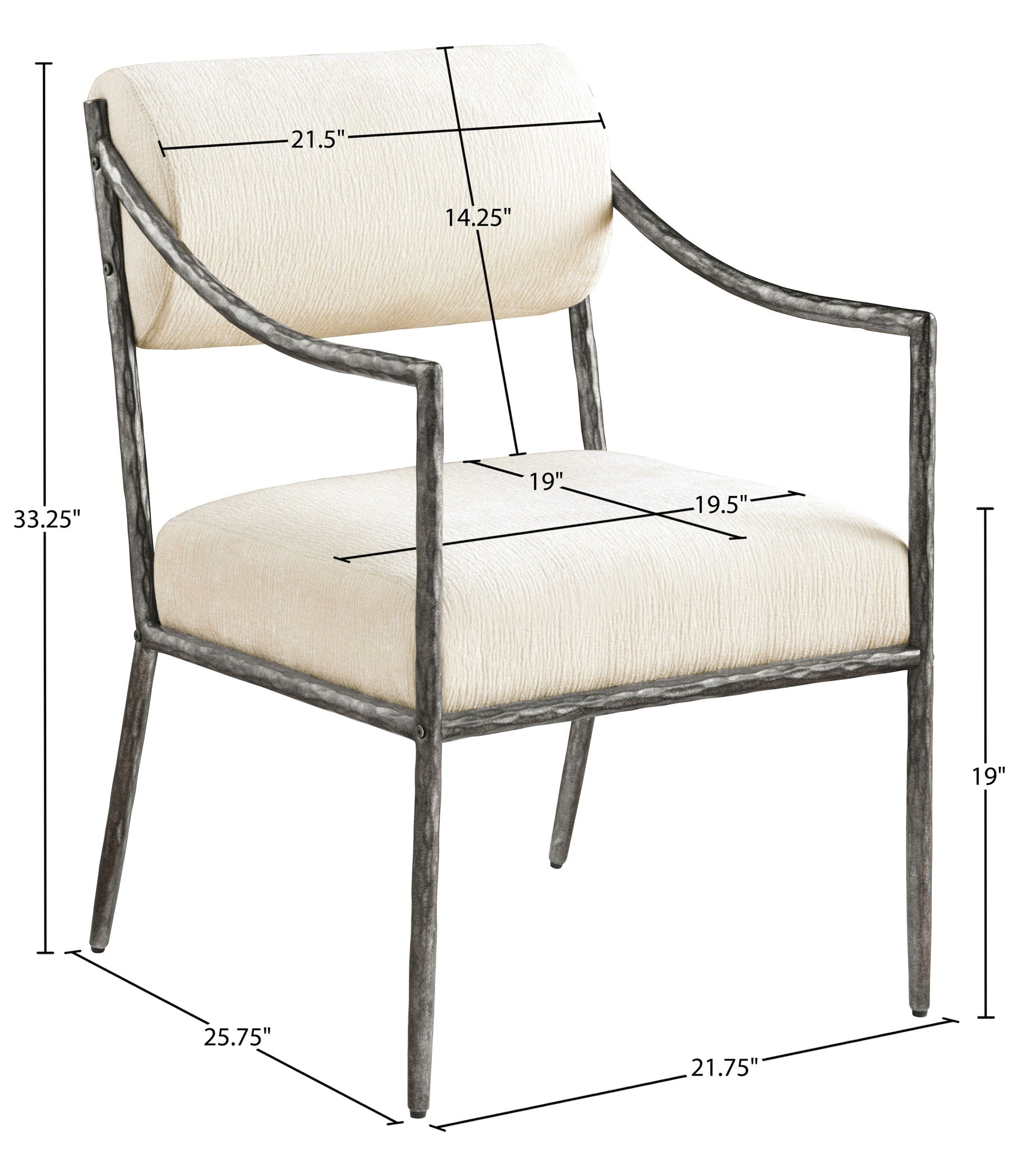 Bastille - Upholstered Dining Arm Chair (Set of 2) - Silver Frame