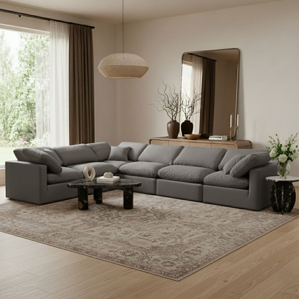 Indulge - Velvet 6 Piece Modular Corner Sectional
