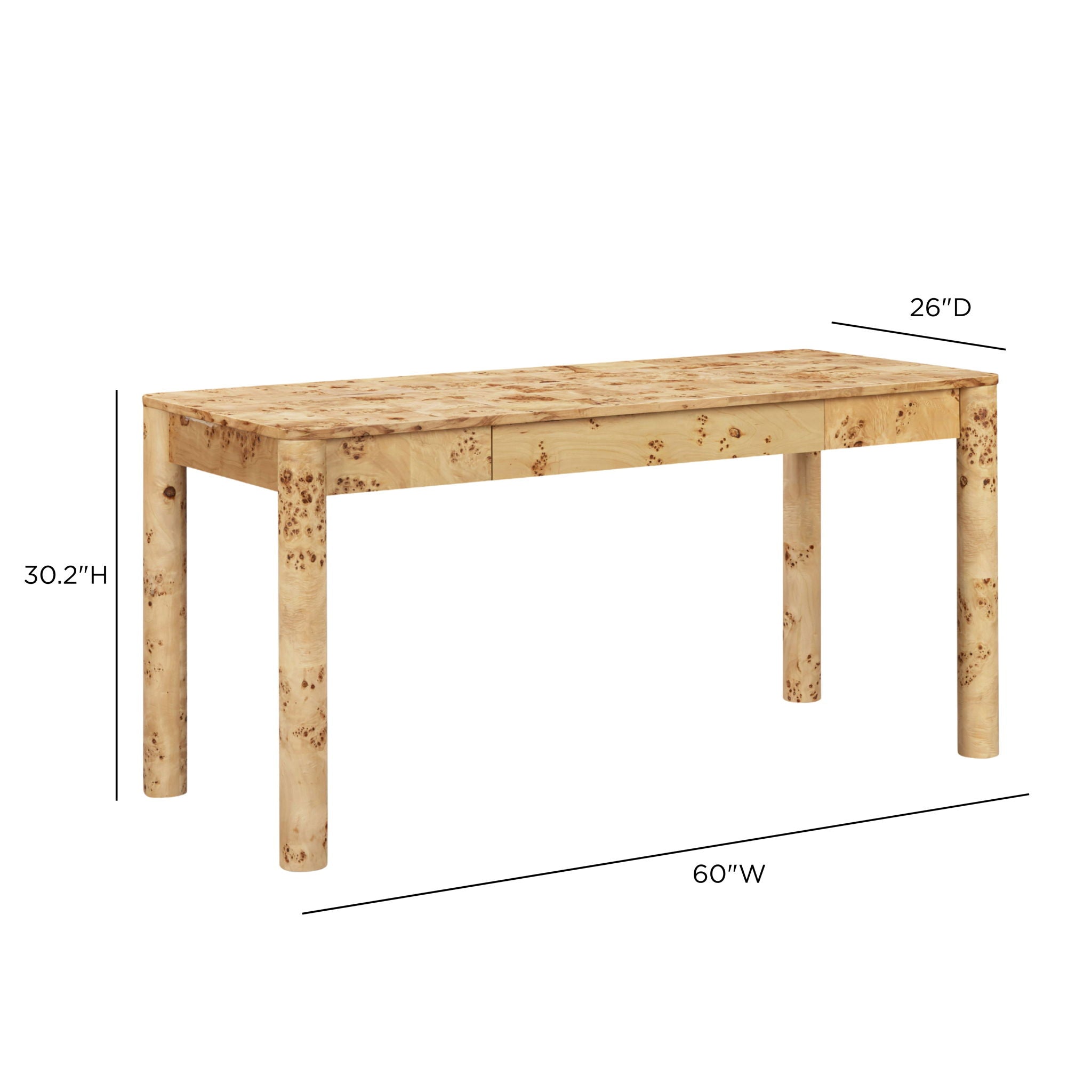 Berri - Burl 3-Drawer Work Desk - Natural