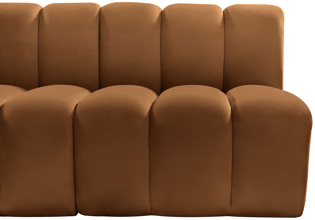 Arc - Velvet 4 Piece Sofa - Saddle