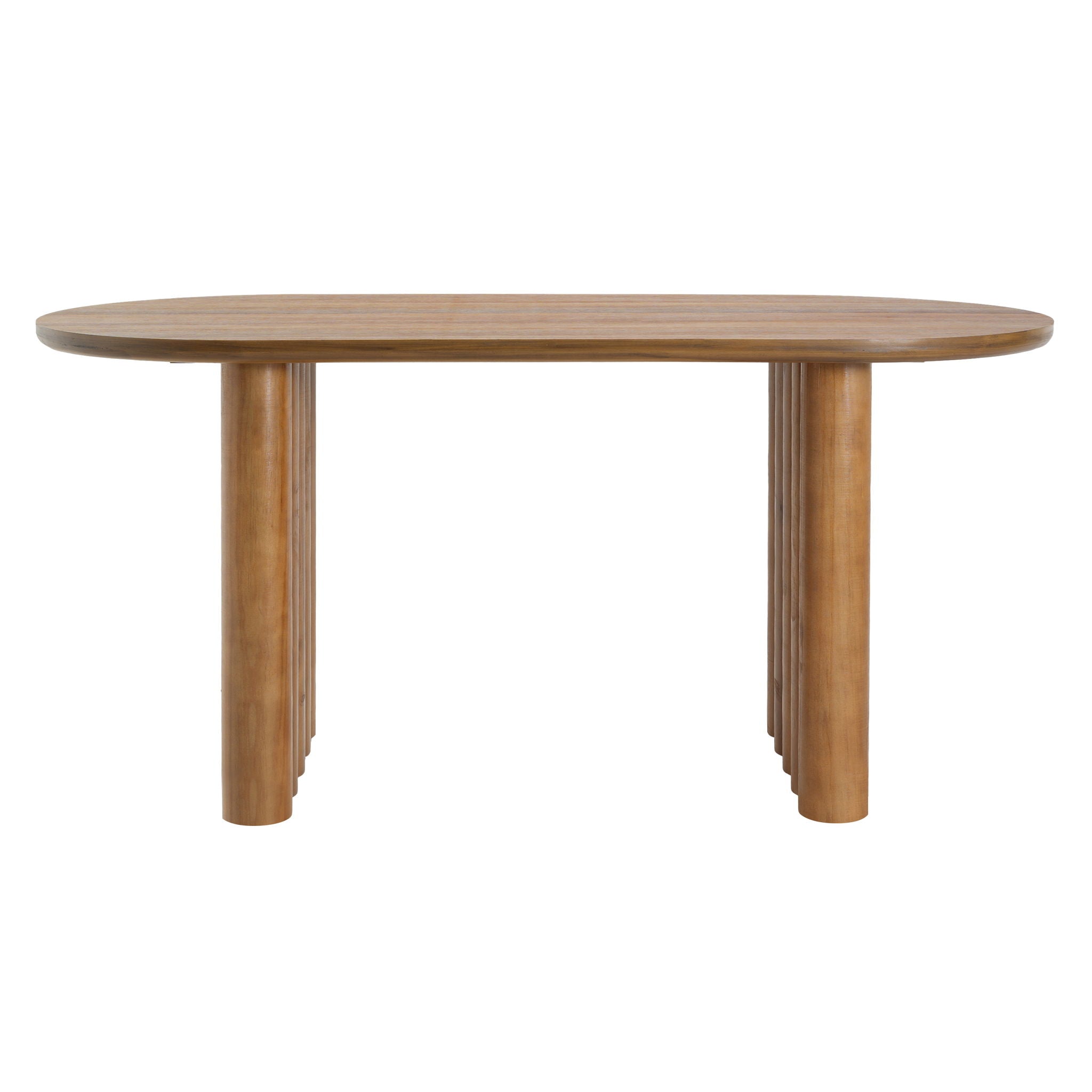 Oval Dining Table With Cylindrical Legs - Brown