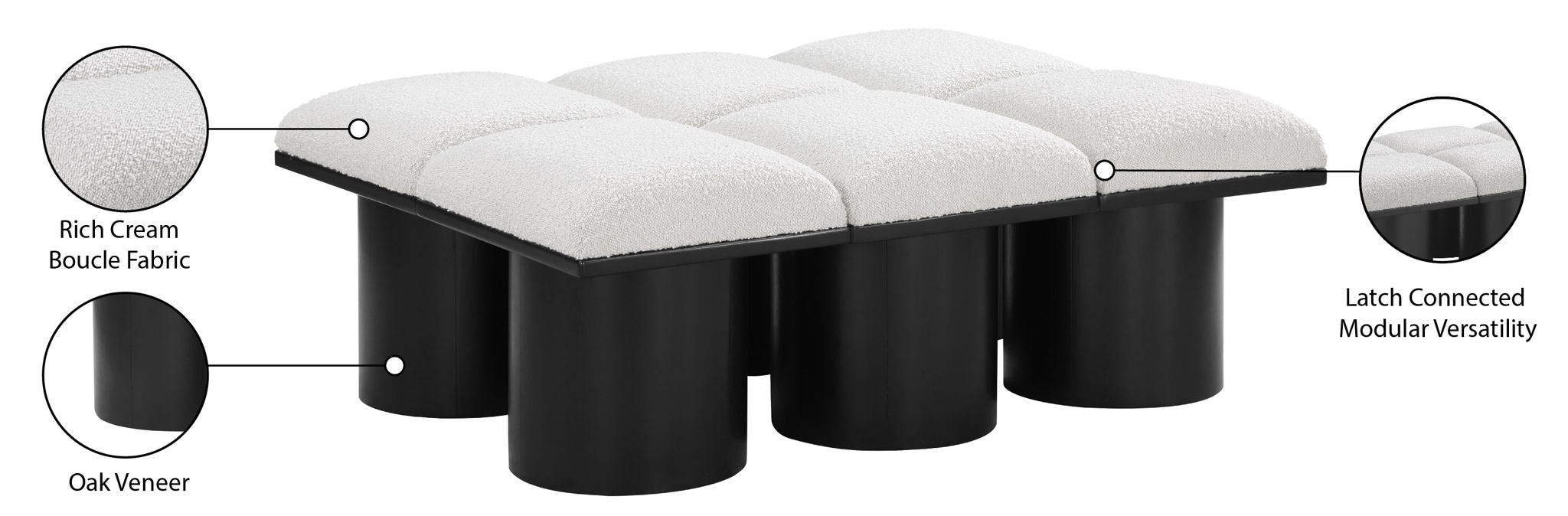 Pavilion - 6 Piece Modular Bench With Black Base