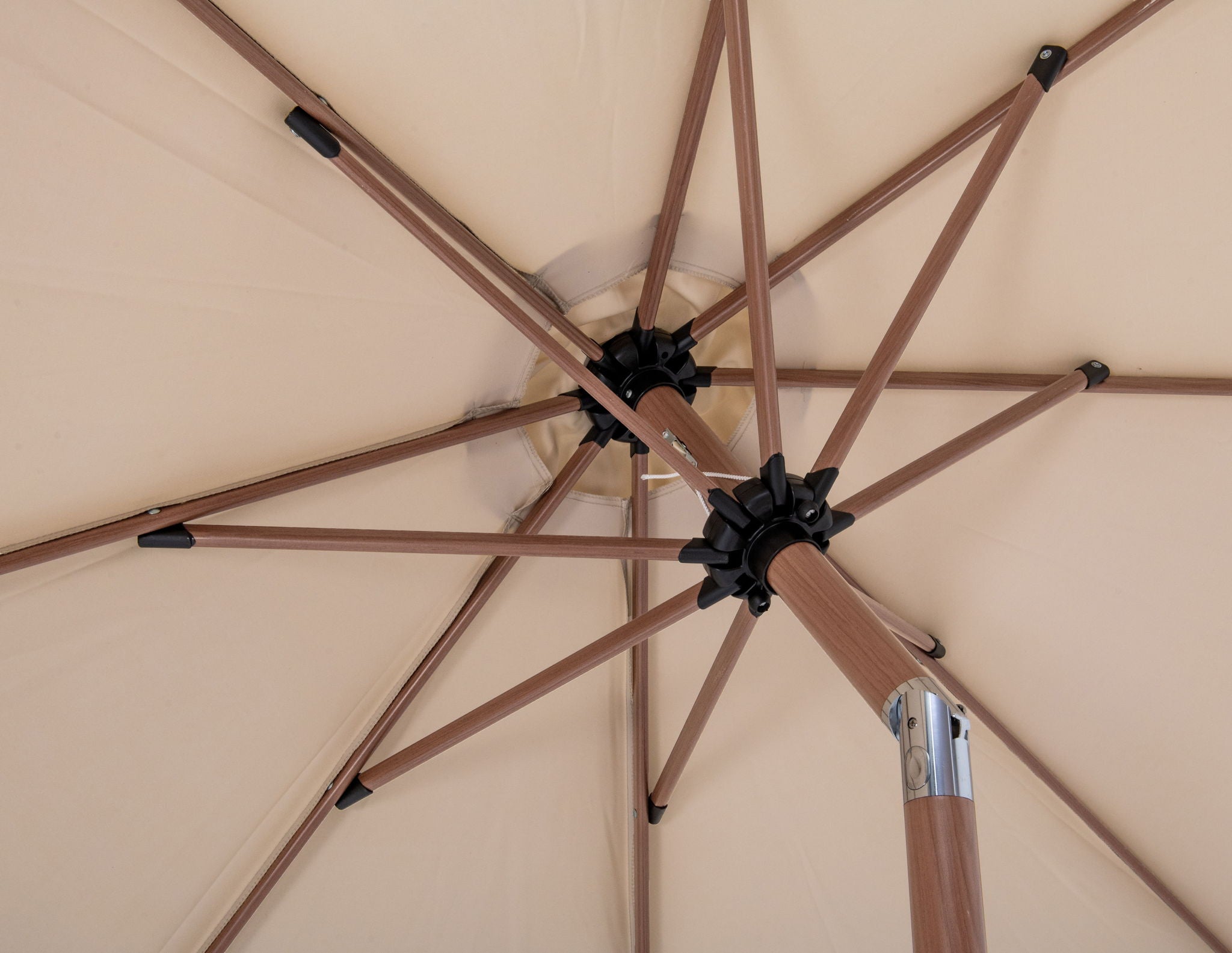 Fiji - Aluminum Patio Umbrella With Square White And Teak Base