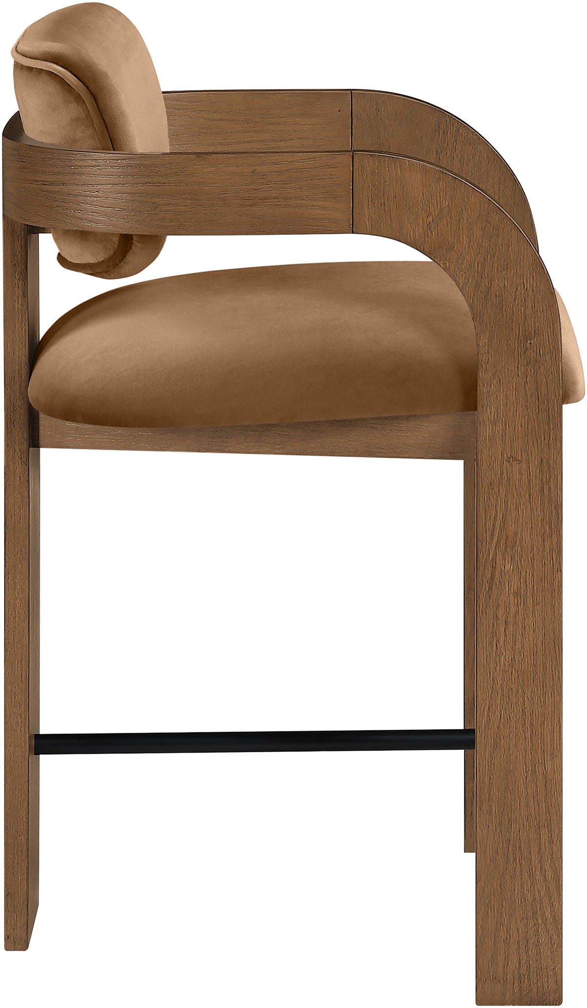 Cedra - Velvet Performance Fabric Upholstered Counter Stool - Brown Frame