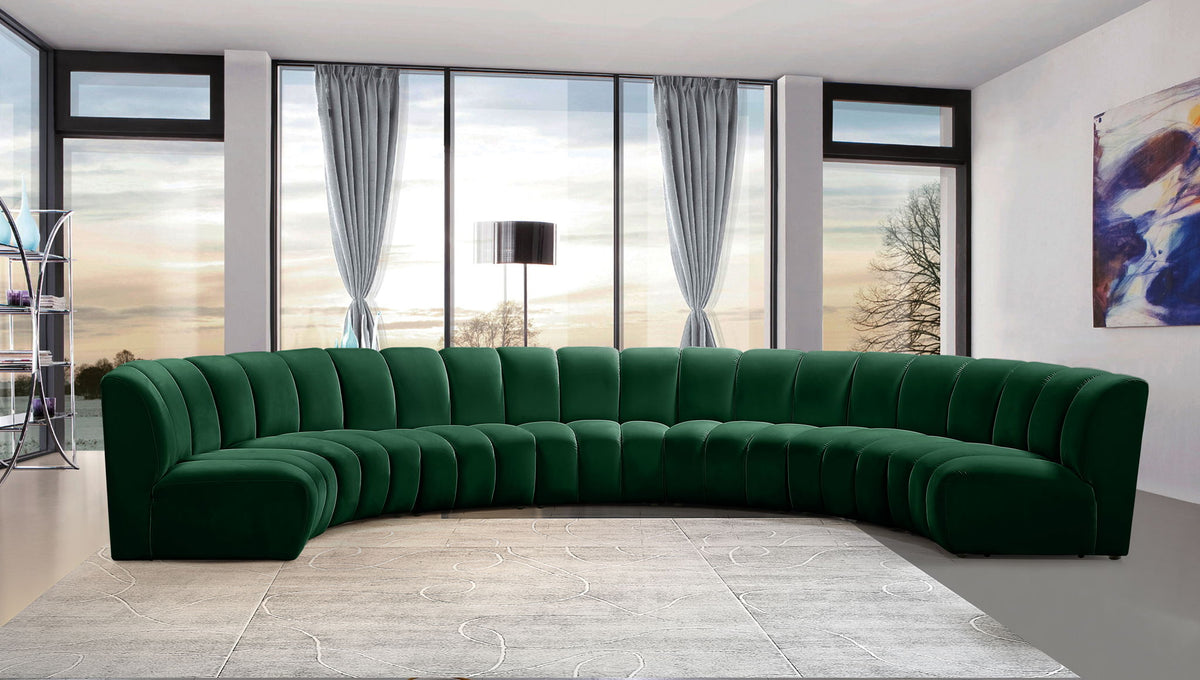 Infinity - 7 Piece Velvet Modular Sectional - Green