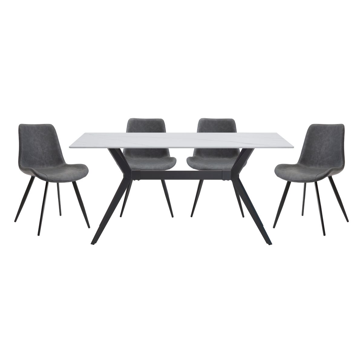 Brixley - 5 Piece Set (Table & 4 Side Chairs) - Dark Gray / White