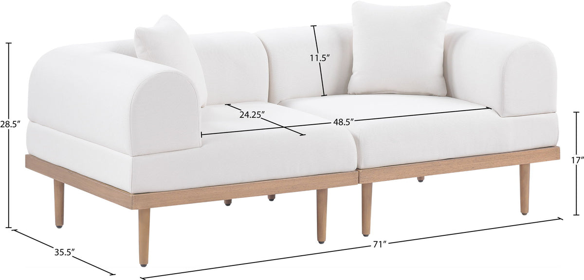 Laguna - 2 Piece Resilient Water Resistant Fabric 71" Upholstered Outdoor Patio Modular Loveseat