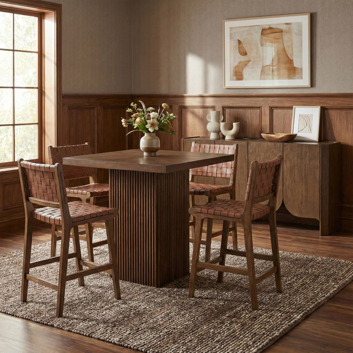 Entwine - Vegan Leather Upholstered Counter Stool - Painted Brown