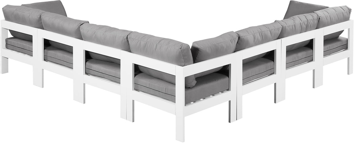 Nizuc - Outdoor Patio 7 Piece Modular Sectional With White Frame