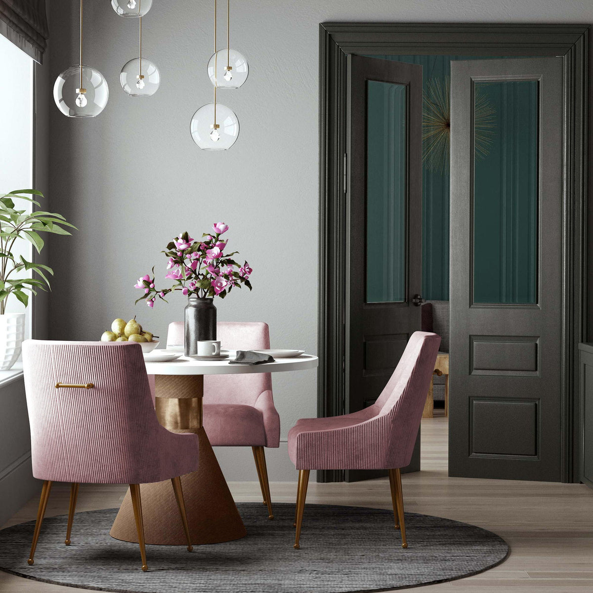 Beatrix - Velvet Side Chair - Pleated Mauve