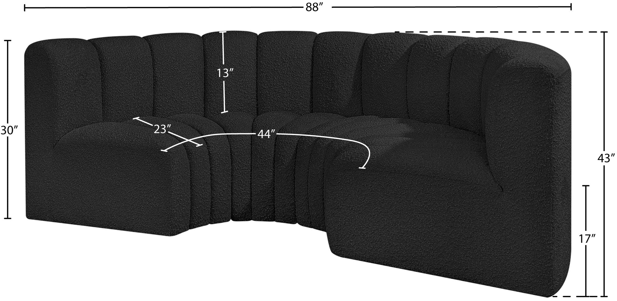 Arc - Boucle Fabric 4 Piece U-Shaped Modular Sofa