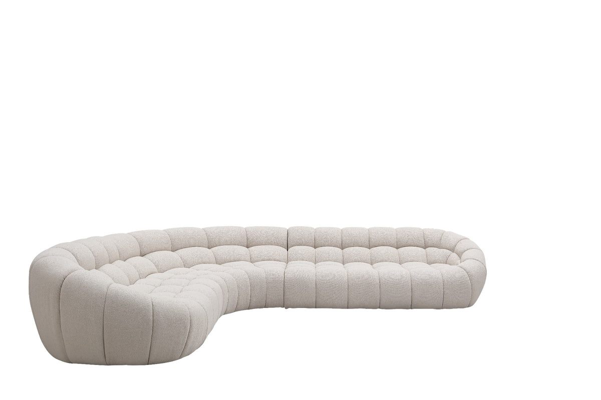 Yolonda - Modern Beige Curved Sectional Sofa