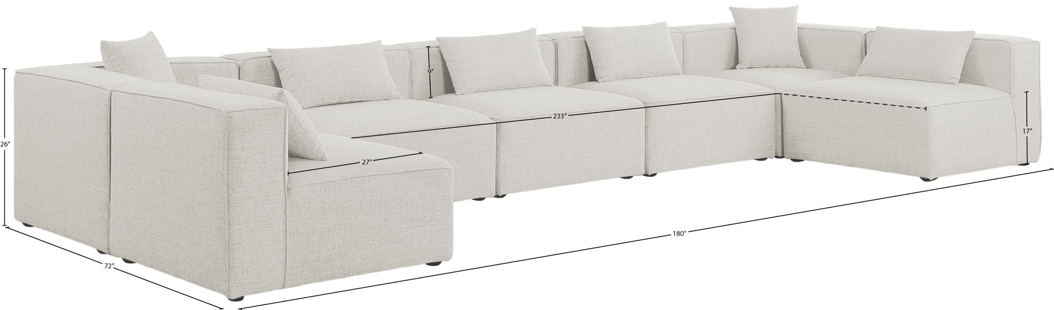 Cube - Linen 7 Piece Modular U-Shaped Sectional