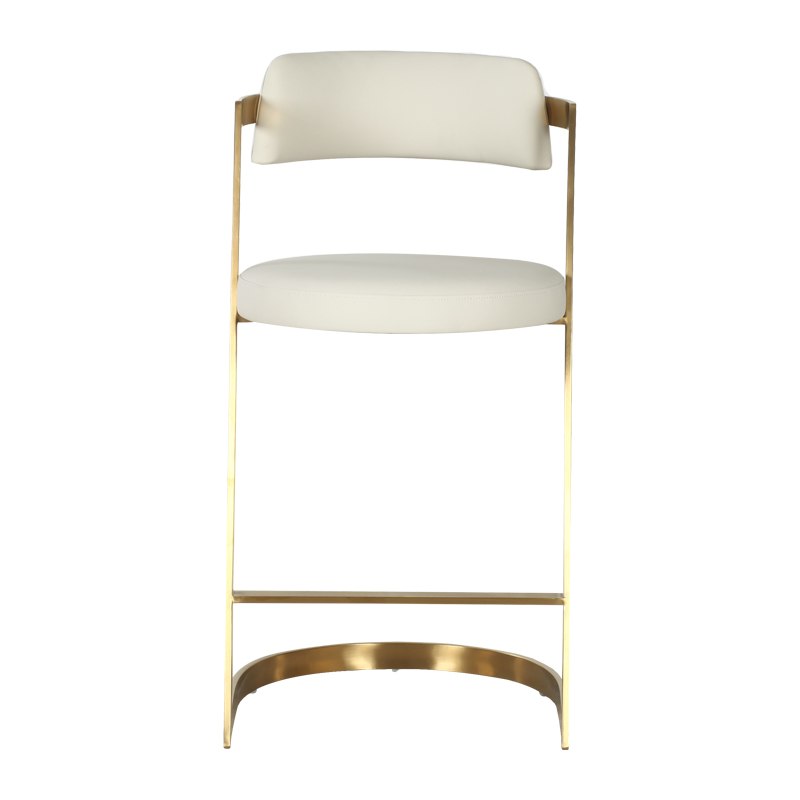 Shandra - Beige Leatherette + Gold Counter Stool