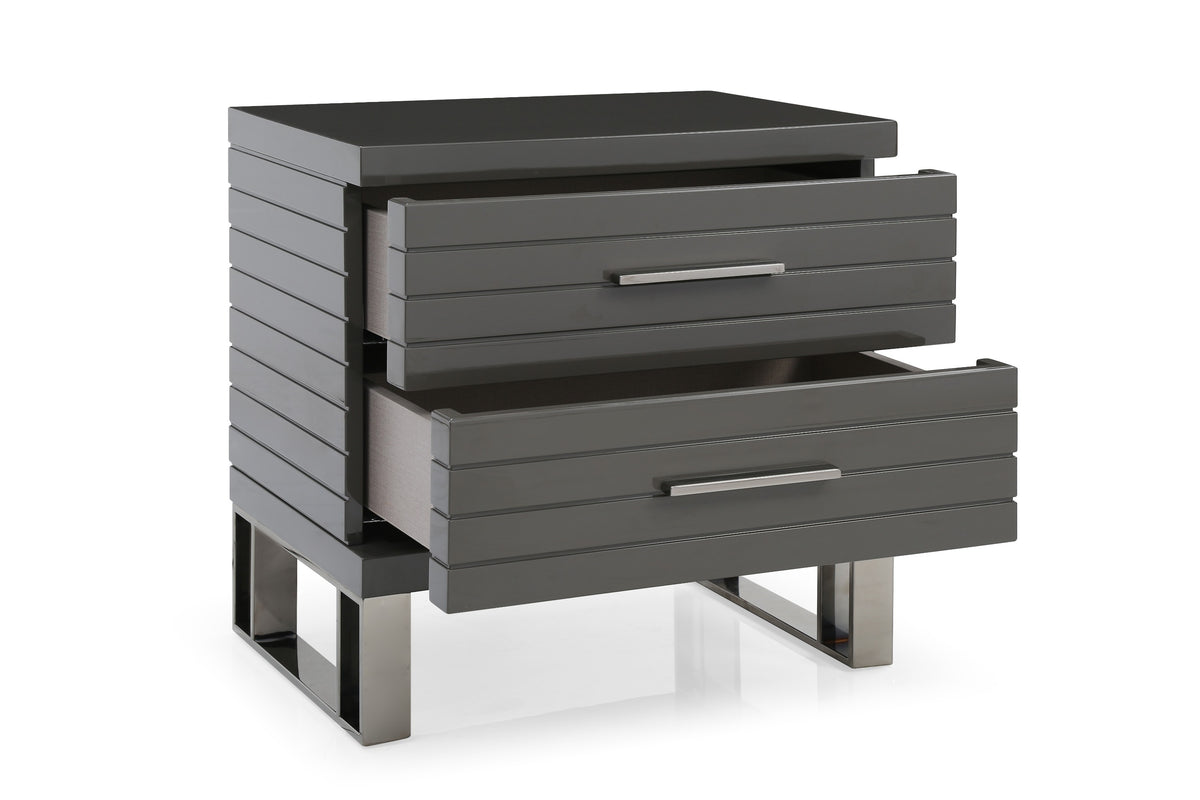 Splendor - Silver & Grey Velvet Upholstered Platform Bed Set