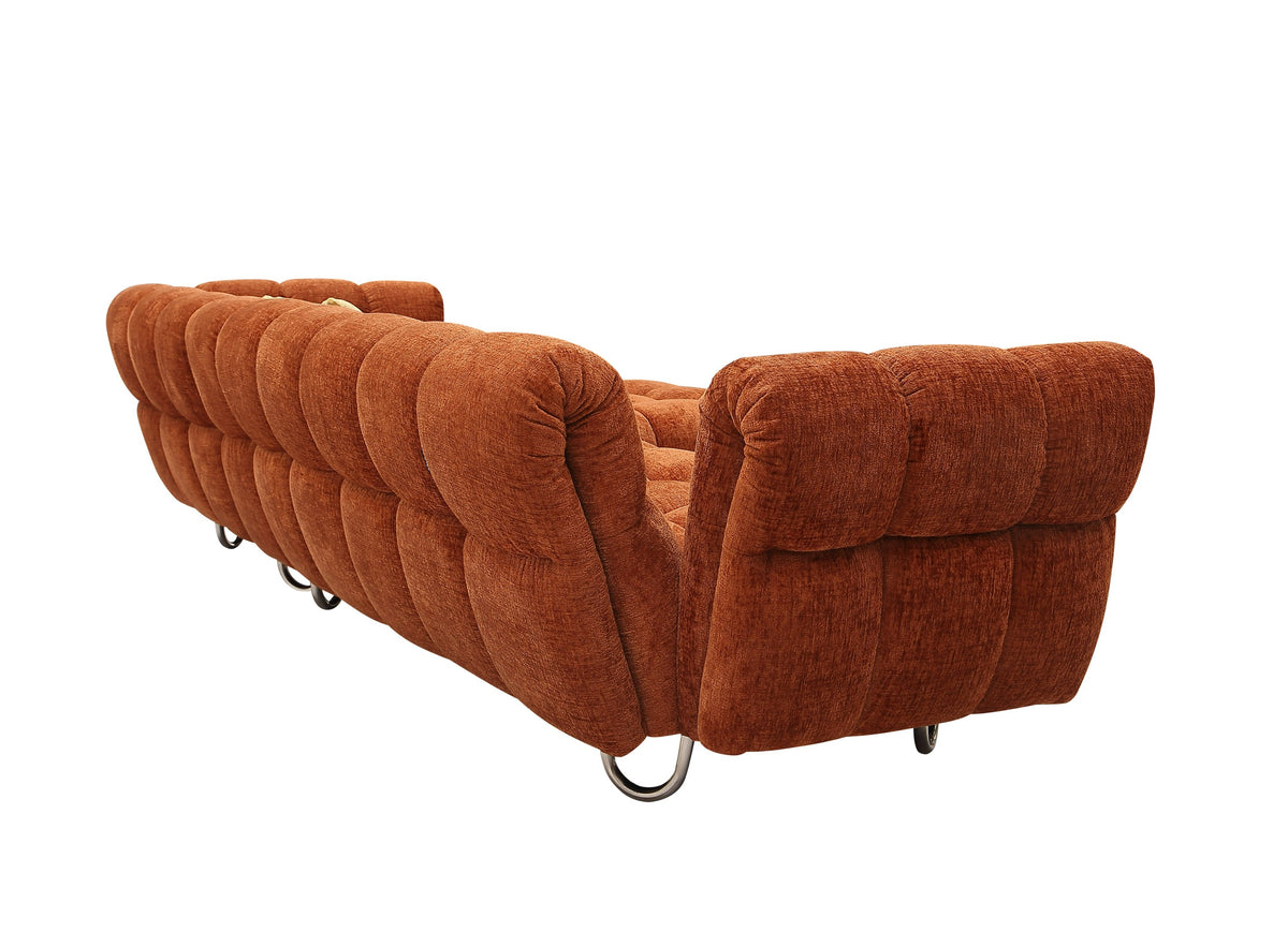 Jacinda - Modern Burnt Orange Fabric Right Facing Sectional Sofa + 2 Yellow Pillows