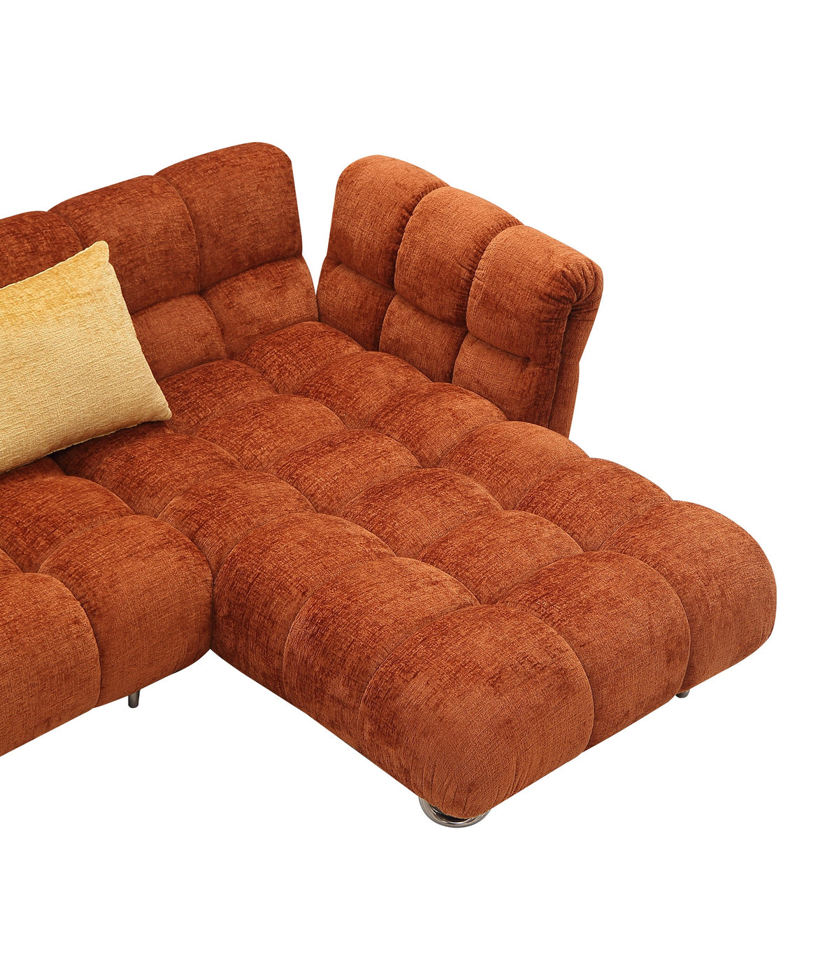 Jacinda - Modern Burnt Orange Fabric Right Facing Sectional Sofa + 2 Yellow Pillows