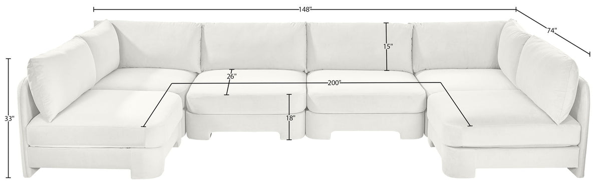 Hammond - Velvet Performance Fabric Upholstered 6 Piece U-Shaped Armless Sectional