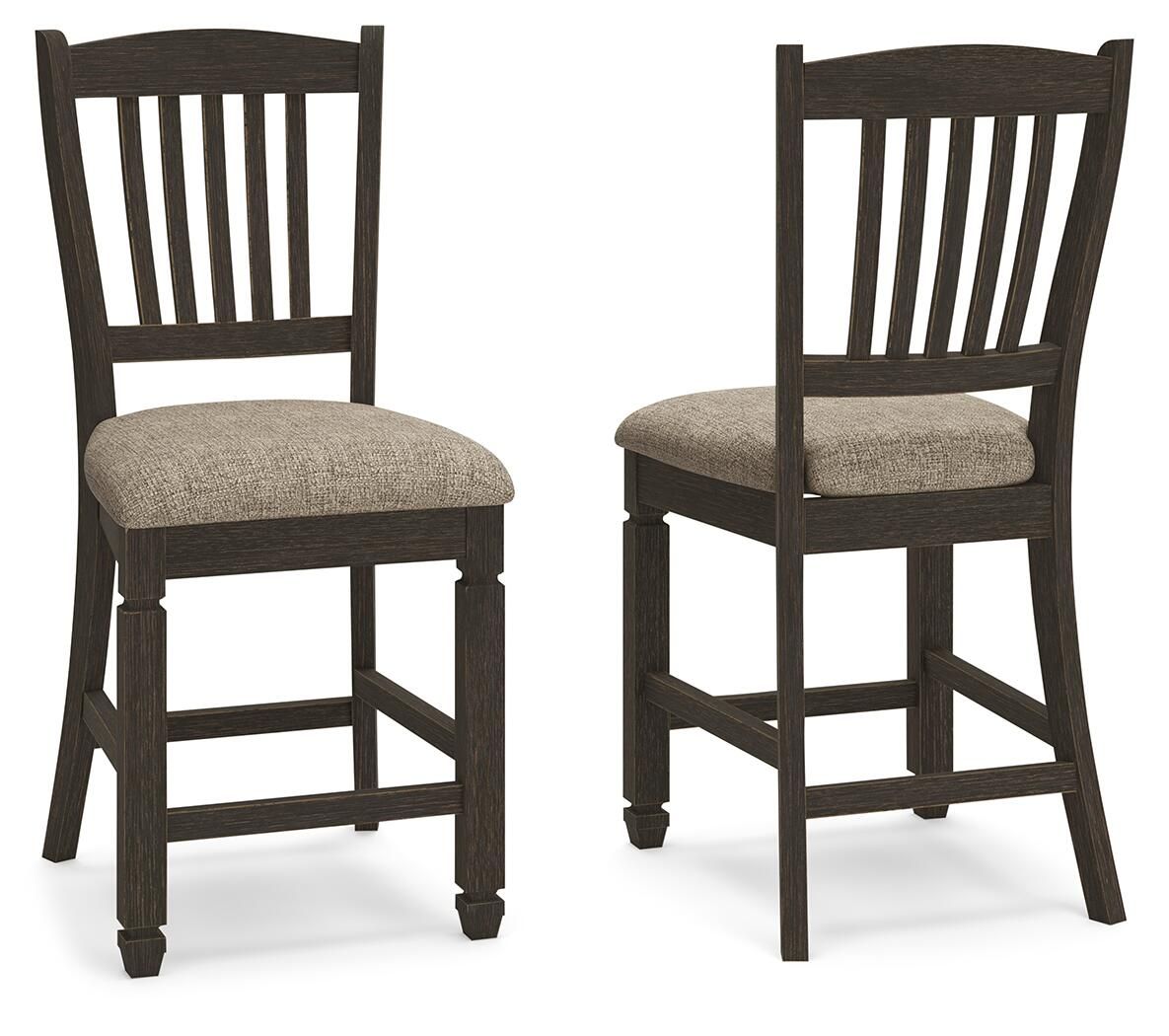 Tyler Creek - Upholstered Barstool (Set of 2) - Black / Grayish Brown